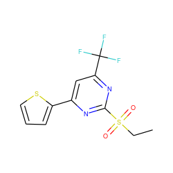 CCS(=O)(=O)c1nc(-c2cccs2)cc(C(F)(F)F)n1 ZINC000002552543