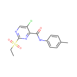 CCS(=O)(=O)c1ncc(Cl)c(C(=O)Nc2ccc(C)cc2)n1 ZINC000004866331