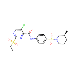 CCS(=O)(=O)c1ncc(Cl)c(C(=O)Nc2ccc(S(=O)(=O)N3CCC[C@H](C)C3)cc2)n1 ZINC000009431693