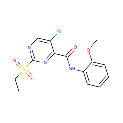 CCS(=O)(=O)c1ncc(Cl)c(C(=O)Nc2ccccc2OC)n1 ZINC000004839790