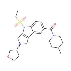 CCS(=O)(=O)n1c2c(c3cc(C(=O)N4CCC(C)CC4)ccc31)CN([C@@H]1CCOC1)C2 ZINC000028955324