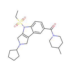 CCS(=O)(=O)n1c2c(c3cc(C(=O)N4CCC(C)CC4)ccc31)CN(C1CCCC1)C2 ZINC000028955214