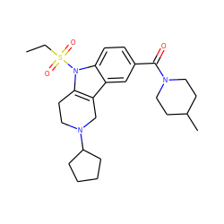 CCS(=O)(=O)n1c2c(c3cc(C(=O)N4CCC(C)CC4)ccc31)CN(C1CCCC1)CC2 ZINC000036479223