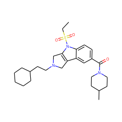 CCS(=O)(=O)n1c2c(c3cc(C(=O)N4CCC(C)CC4)ccc31)CN(CCC1CCCCC1)C2 ZINC000028955383