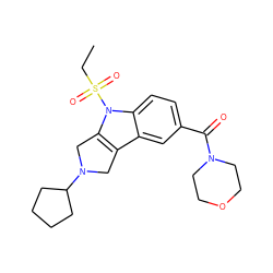 CCS(=O)(=O)n1c2c(c3cc(C(=O)N4CCOCC4)ccc31)CN(C1CCCC1)C2 ZINC000028955273