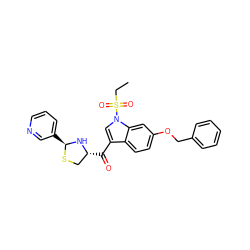 CCS(=O)(=O)n1cc(C(=O)[C@@H]2CS[C@@H](c3cccnc3)N2)c2ccc(OCc3ccccc3)cc21 ZINC000013737520