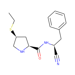 CCS[C@@H]1CN[C@H](C(=O)N[C@H](C#N)Cc2ccccc2)C1 ZINC000049116088