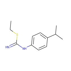 CCSC(=N)Nc1ccc(C(C)C)cc1 ZINC000013762685