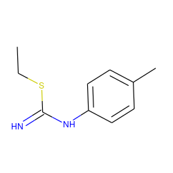 CCSC(=N)Nc1ccc(C)cc1 ZINC000013762681