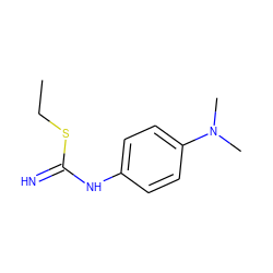 CCSC(=N)Nc1ccc(N(C)C)cc1 ZINC000013762703