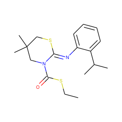 CCSC(=O)N1CC(C)(C)CS/C1=N\c1ccccc1C(C)C ZINC000028948296