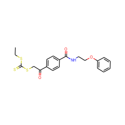 CCSC(=S)SCC(=O)c1ccc(C(=O)NCCOc2ccccc2)cc1 ZINC000040933164