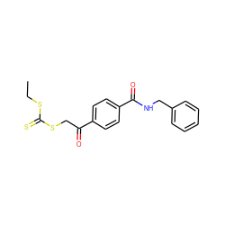 CCSC(=S)SCC(=O)c1ccc(C(=O)NCc2ccccc2)cc1 ZINC000040934059