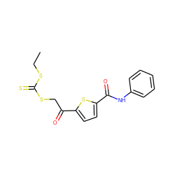 CCSC(=S)SCC(=O)c1ccc(C(=O)Nc2ccccc2)s1 ZINC000040935381