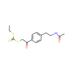 CCSC(=S)SCC(=O)c1ccc(CCNC(C)=O)cc1 ZINC000040423571