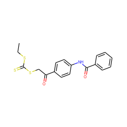 CCSC(=S)SCC(=O)c1ccc(NC(=O)c2ccccc2)cc1 ZINC000040934649