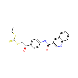 CCSC(=S)SCC(=O)c1ccc(NC(=O)c2cnc3ccccc3c2)cc1 ZINC000040934208