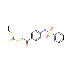 CCSC(=S)SCC(=O)c1ccc(NS(=O)(=O)c2ccccc2)cc1 ZINC000040410208