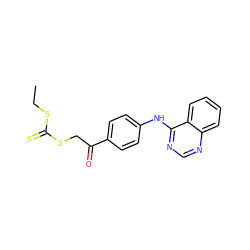 CCSC(=S)SCC(=O)c1ccc(Nc2ncnc3ccccc23)cc1 ZINC000040935862