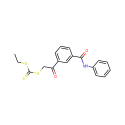 CCSC(=S)SCC(=O)c1cccc(C(=O)Nc2ccccc2)c1 ZINC000040934337