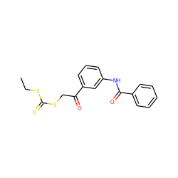 CCSC(=S)SCC(=O)c1cccc(NC(=O)c2ccccc2)c1 ZINC000040934701