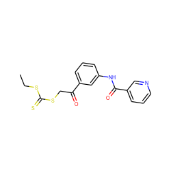 CCSC(=S)SCC(=O)c1cccc(NC(=O)c2cccnc2)c1 ZINC000040935867