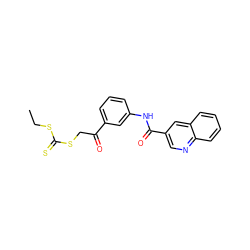 CCSC(=S)SCC(=O)c1cccc(NC(=O)c2cnc3ccccc3c2)c1 ZINC000040935871