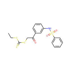 CCSC(=S)SCC(=O)c1cccc(NS(=O)(=O)c2ccccc2)c1 ZINC000040934651