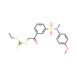 CCSC(=S)SCC(=O)c1cccc(S(=O)(=O)N(C)c2ccc(OC)cc2)c1 ZINC000040935796