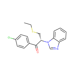 CCSC[C@@H](C(=O)c1ccc(Cl)cc1)n1cnc2ccccc21 ZINC000473108569