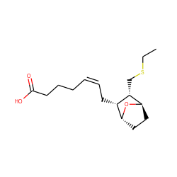 CCSC[C@@H]1[C@H]2CC[C@@H](O2)[C@@H]1C/C=C\CCCC(=O)O ZINC000169343923