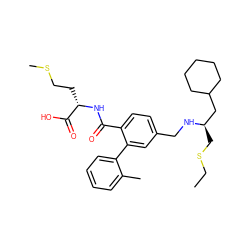 CCSC[C@H](CC1CCCCC1)NCc1ccc(C(=O)N[C@@H](CCSC)C(=O)O)c(-c2ccccc2C)c1 ZINC000003982102