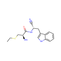 CCSC[C@H](N)C(=O)N[C@H](C#N)Cc1c[nH]c2ccccc12 ZINC000049045891