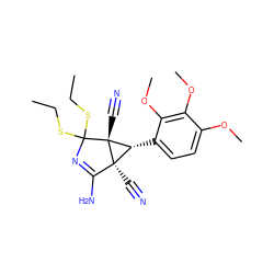 CCSC1(SCC)N=C(N)[C@]2(C#N)[C@@H](c3ccc(OC)c(OC)c3OC)[C@@]12C#N ZINC000102977139