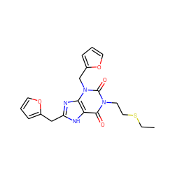 CCSCCn1c(=O)c2[nH]c(Cc3ccco3)nc2n(Cc2ccco2)c1=O ZINC000045349402