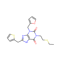 CCSCCn1c(=O)c2[nH]c(Cc3cccs3)nc2n(Cc2ccco2)c1=O ZINC000045349536