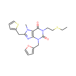 CCSCCn1c(=O)c2c(nc(Cc3cccs3)n2C)n(Cc2ccco2)c1=O ZINC000045375322