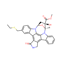 CCSCc1ccc2c(c1)c1c3c(c4c5ccccc5n5c4c1n2[C@H]1C[C@](O)(C(=O)OC)[C@]5(C)O1)CNC3=O ZINC000029315956