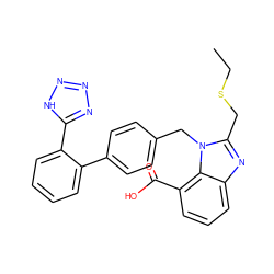 CCSCc1nc2cccc(C(=O)O)c2n1Cc1ccc(-c2ccccc2-c2nnn[nH]2)cc1 ZINC000013832276