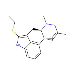 CCSc1[nH]c2cccc3c2c1C[C@@H]1[C@@H]3C=C(C)CN1C ZINC000013826356