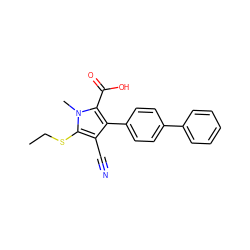 CCSc1c(C#N)c(-c2ccc(-c3ccccc3)cc2)c(C(=O)O)n1C ZINC000038147787