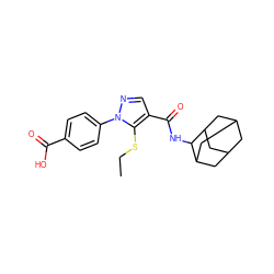 CCSc1c(C(=O)NC2C3CC4CC(C3)CC2C4)cnn1-c1ccc(C(=O)O)cc1 ZINC000043197907