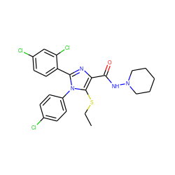 CCSc1c(C(=O)NN2CCCCC2)nc(-c2ccc(Cl)cc2Cl)n1-c1ccc(Cl)cc1 ZINC000049067485