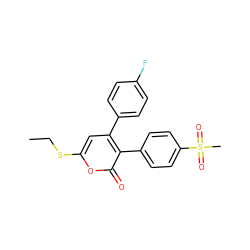 CCSc1cc(-c2ccc(F)cc2)c(-c2ccc(S(C)(=O)=O)cc2)c(=O)o1 ZINC000013528619