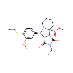 CCSc1ccc([C@@H]2[C@H]3C(=O)N(CC)C(=O)[C@H]3[C@]3(C(=O)OC)CCCCN23)cc1OC ZINC000100565126