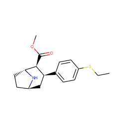 CCSc1ccc([C@H]2C[C@H]3CC[C@@H](N3)[C@H]2C(=O)OC)cc1 ZINC000101281295