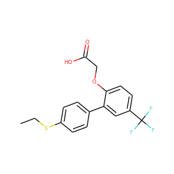 CCSc1ccc(-c2cc(C(F)(F)F)ccc2OCC(=O)O)cc1 ZINC000071335177