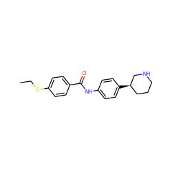 CCSc1ccc(C(=O)Nc2ccc([C@@H]3CCCNC3)cc2)cc1 ZINC000117723602