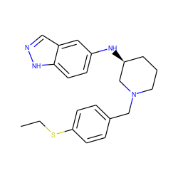 CCSc1ccc(CN2CCC[C@H](Nc3ccc4[nH]ncc4c3)C2)cc1 ZINC000114332016