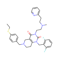 CCSc1ccc(CN2CCc3c(c(=O)n(CCN(C)CCc4ccccn4)c(=O)n3Cc3c(F)cccc3F)C2)cc1 ZINC000028864130